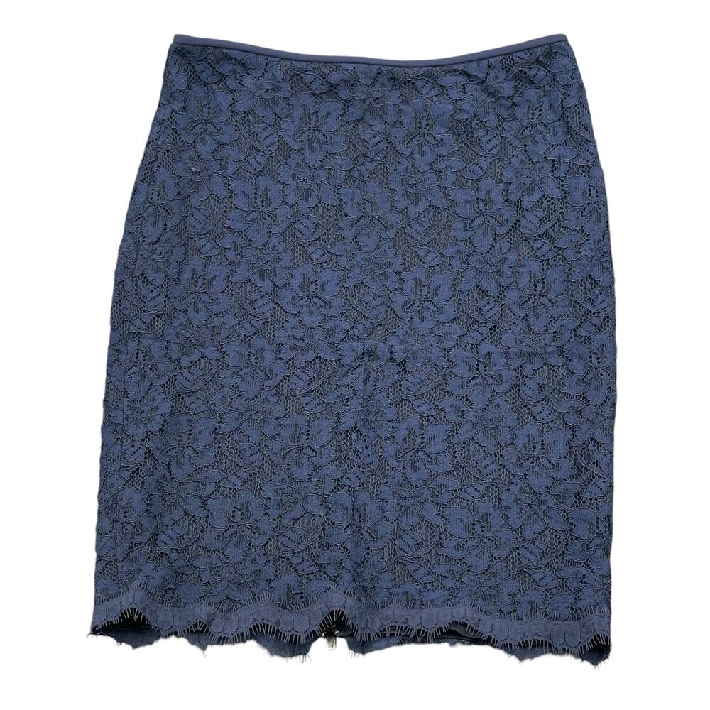 Diane von Furstenberg Skirt Women 2 Navy Scotia Pencil Floral Lace Career Office